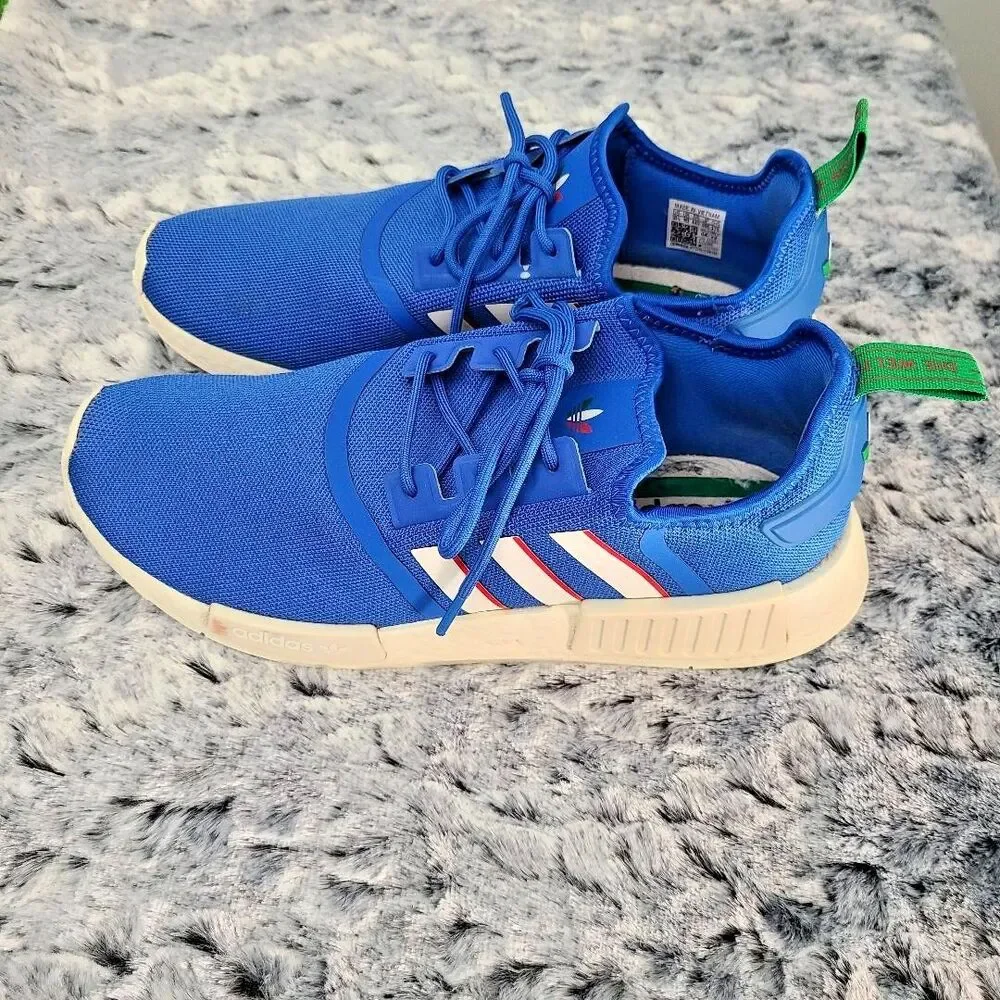 Adidas Men's NMD_R1 Shoes Blue, white and Red Size 10 1/2 MISSING INNER